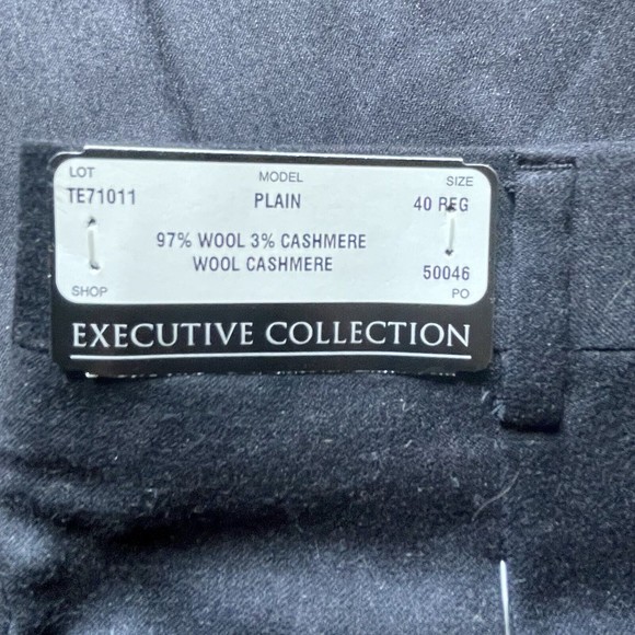 NWT Jos.A Bank Executive Wool Cashmere Pants Navy Blue 40x37 Unhemmed - Picture 6 of 10